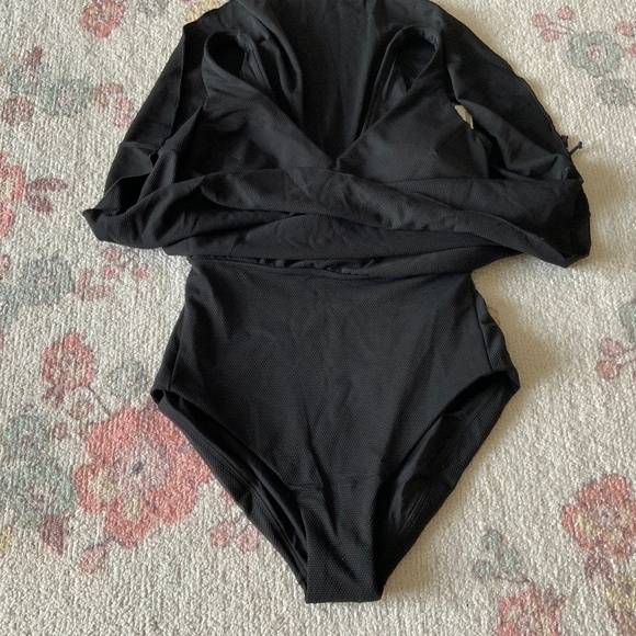Spanx pique shaping swim dress size m nwt very black - Picture 2 of 3
